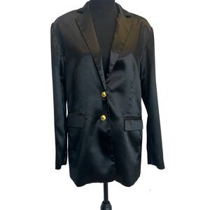 French connection black Adaline textured satin blazer Sz 6 NWT
